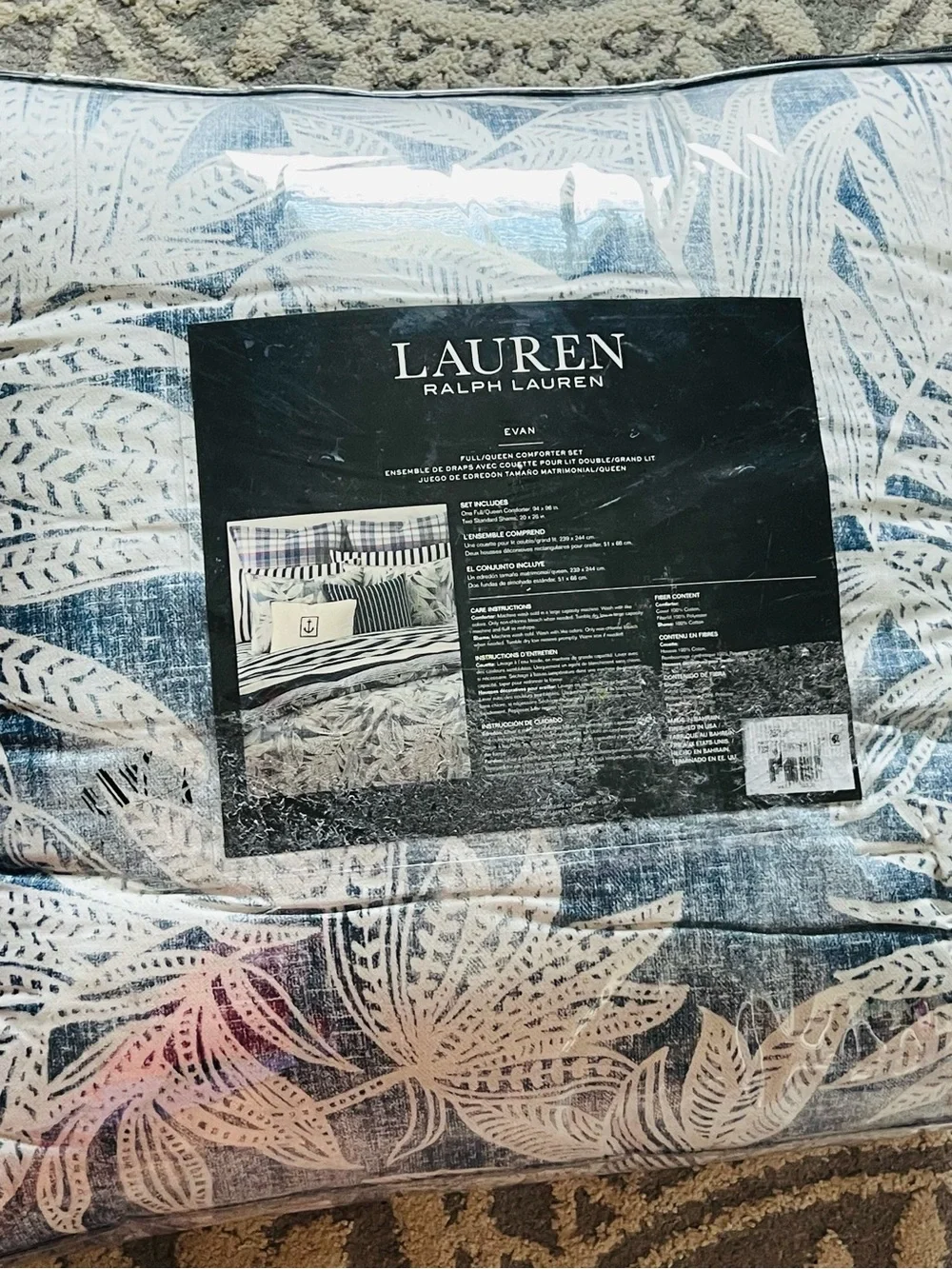 NWT❤️Lauren Ralph Lauren Evan 3 Pc Queen Size Duvet Comforter Set